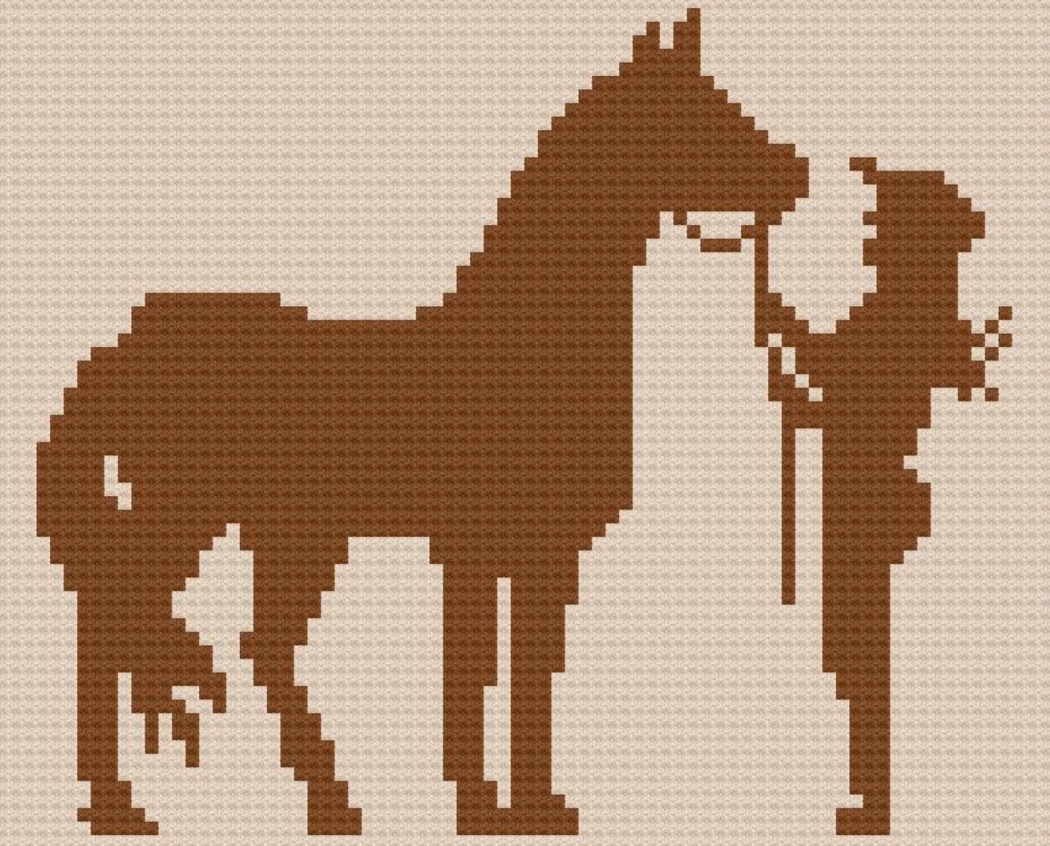 Horse and Rider Silhouette Afghan, C2C Crochet Pattern