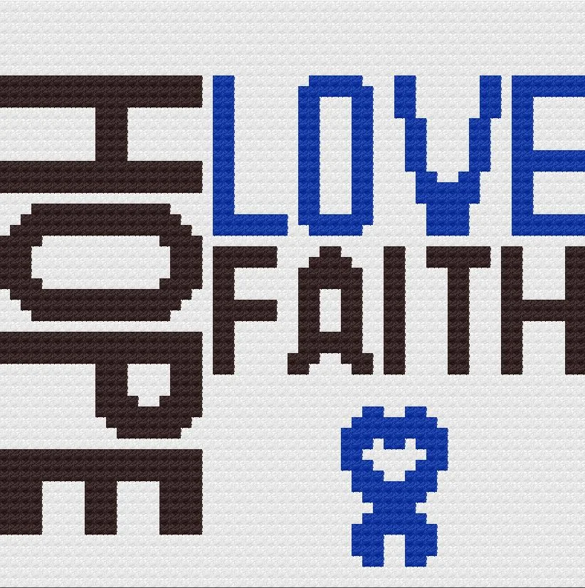 Hope Love Faith, Small Afghan, C2C Crochet Pattern