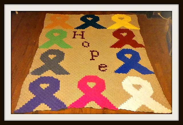Hope Ribbons Afghan, C2C Crochet Pattern