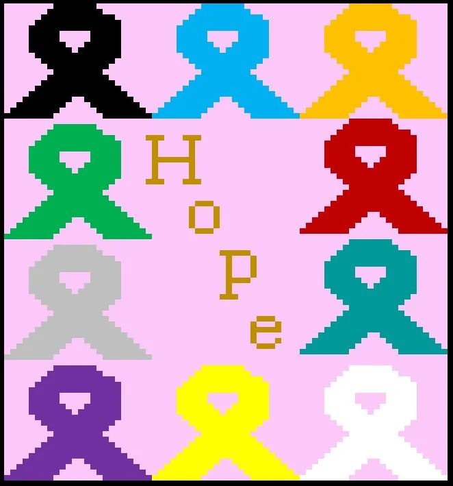 Hope Ribbons Afghan, C2C Crochet Pattern