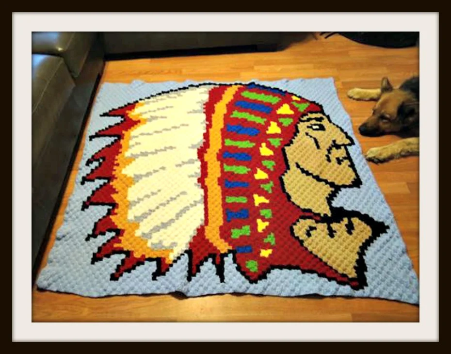 Indian Chief Afghan, Full Color, C2C Crochet Pattern