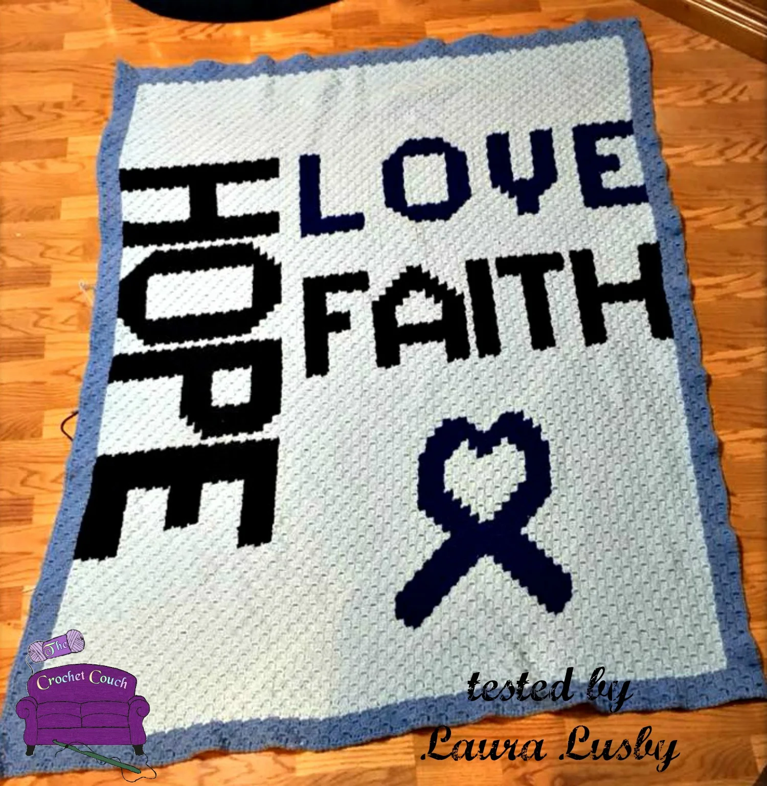 Hope Love Faith, Large Afghan, C2C Crochet Pattern
