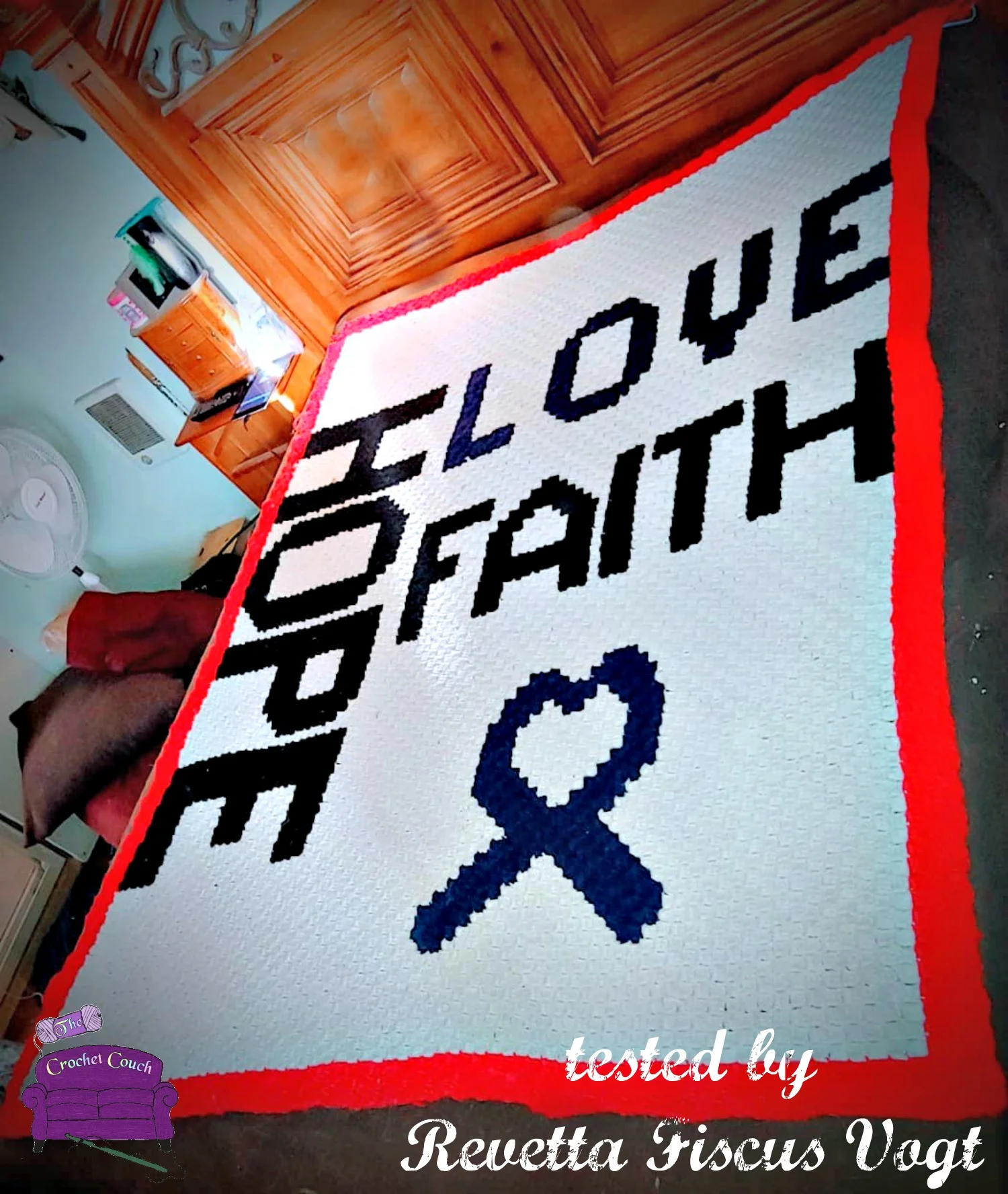 Hope Love Faith, Large Afghan, C2C Crochet Pattern