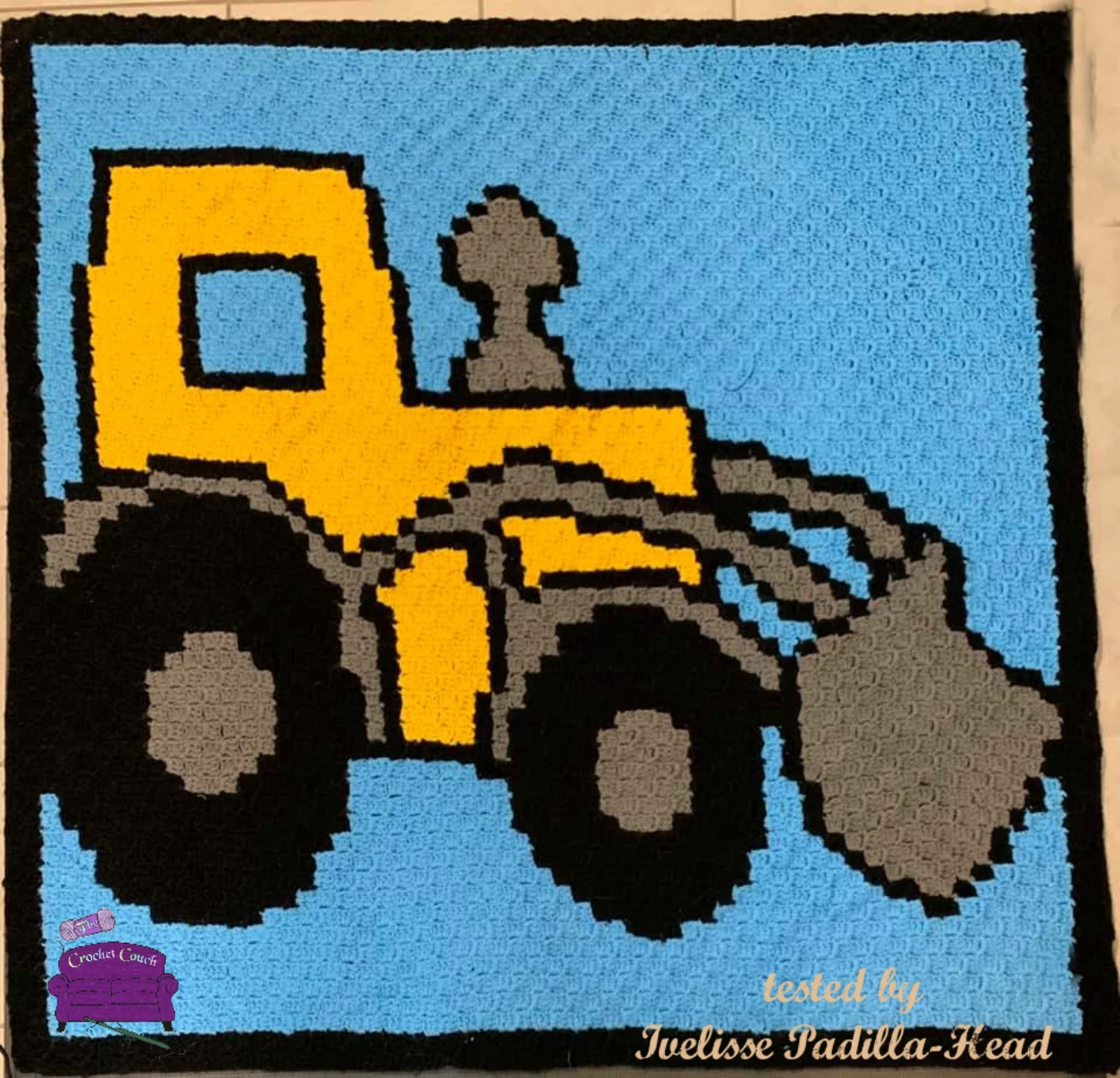 Bulldozer Small Afghan, C2C Crochet Pattern