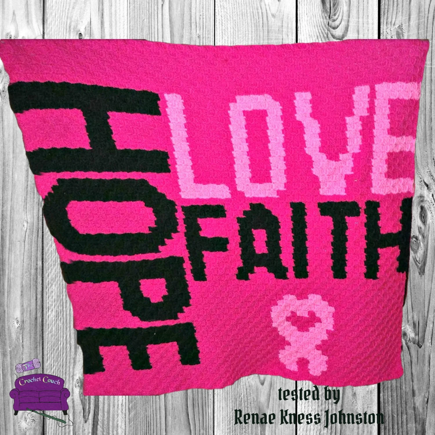 Hope Love Faith, Small Afghan, C2C Crochet Pattern
