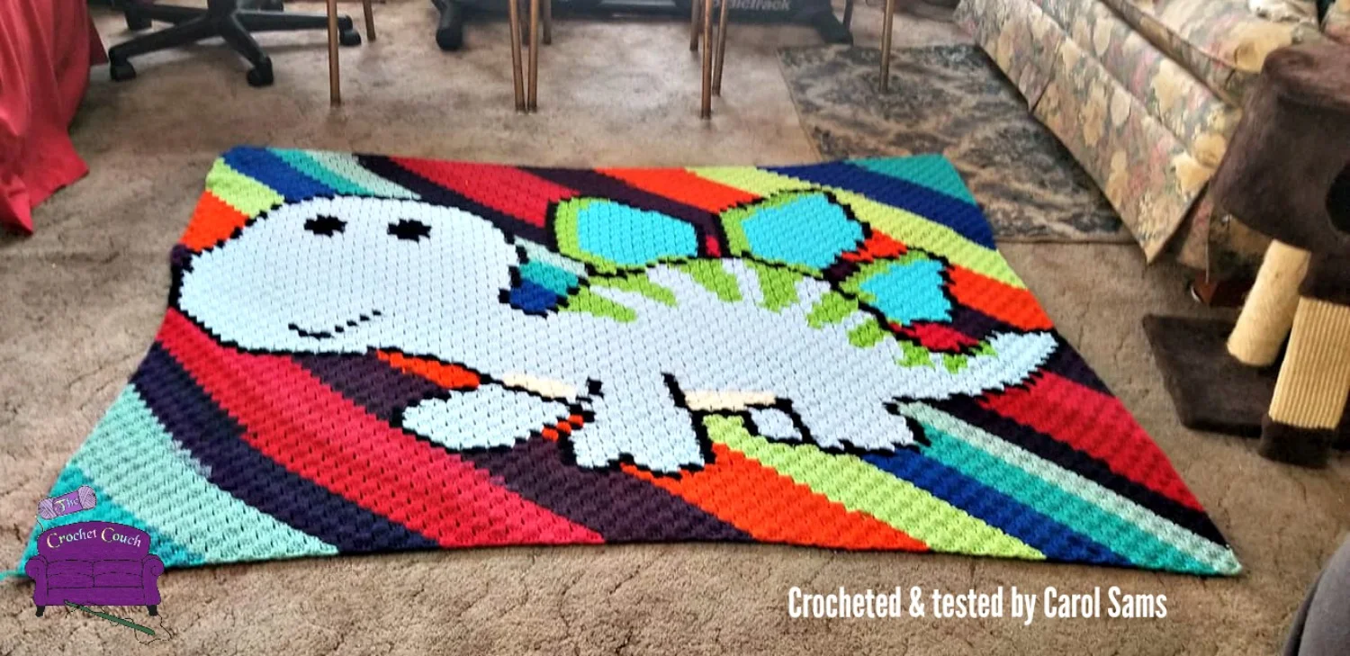 Baby Dinosaur Kids Afghan, C2C Crochet Pattern