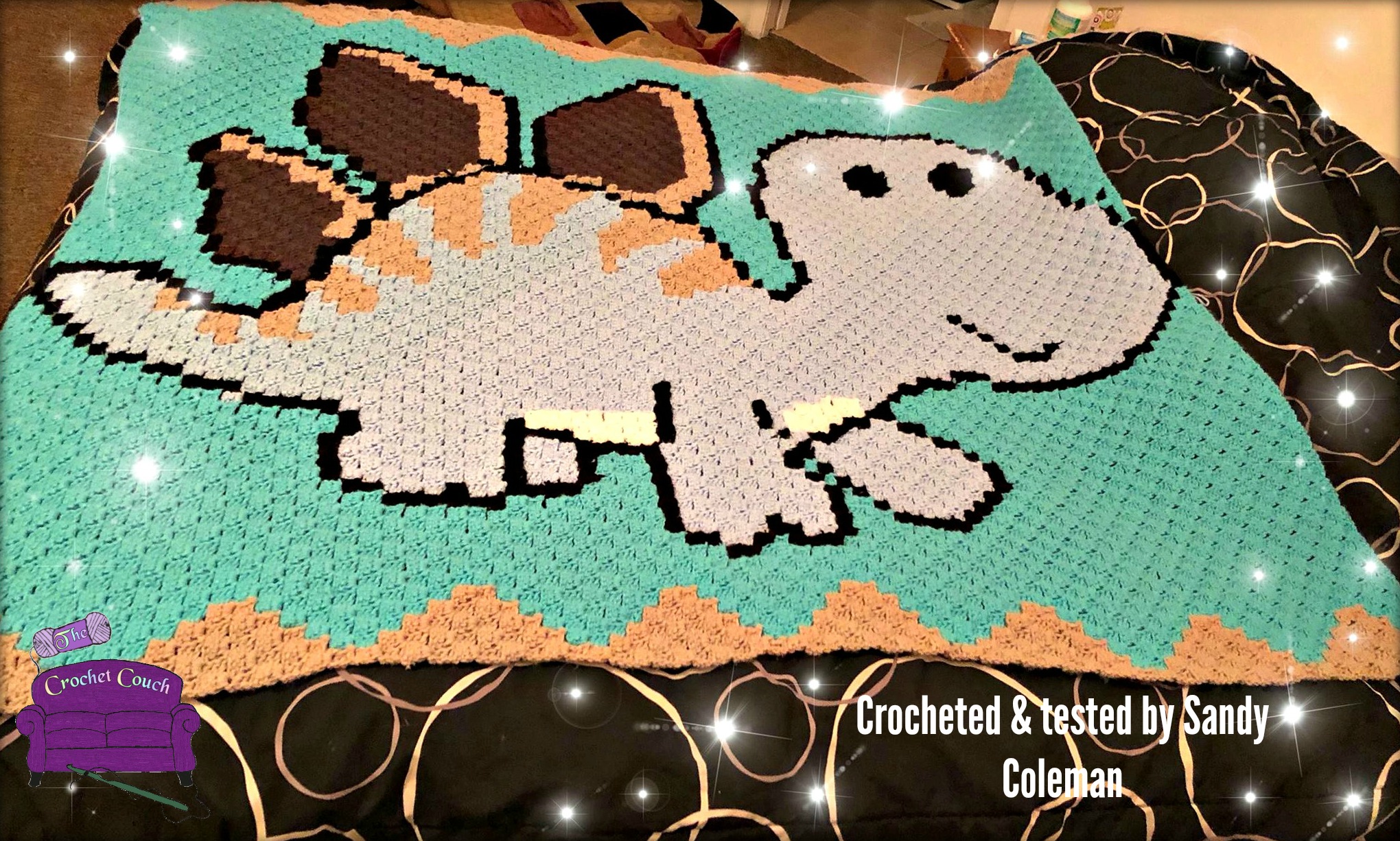 Baby Dinosaur Kids Afghan, C2C Crochet Pattern