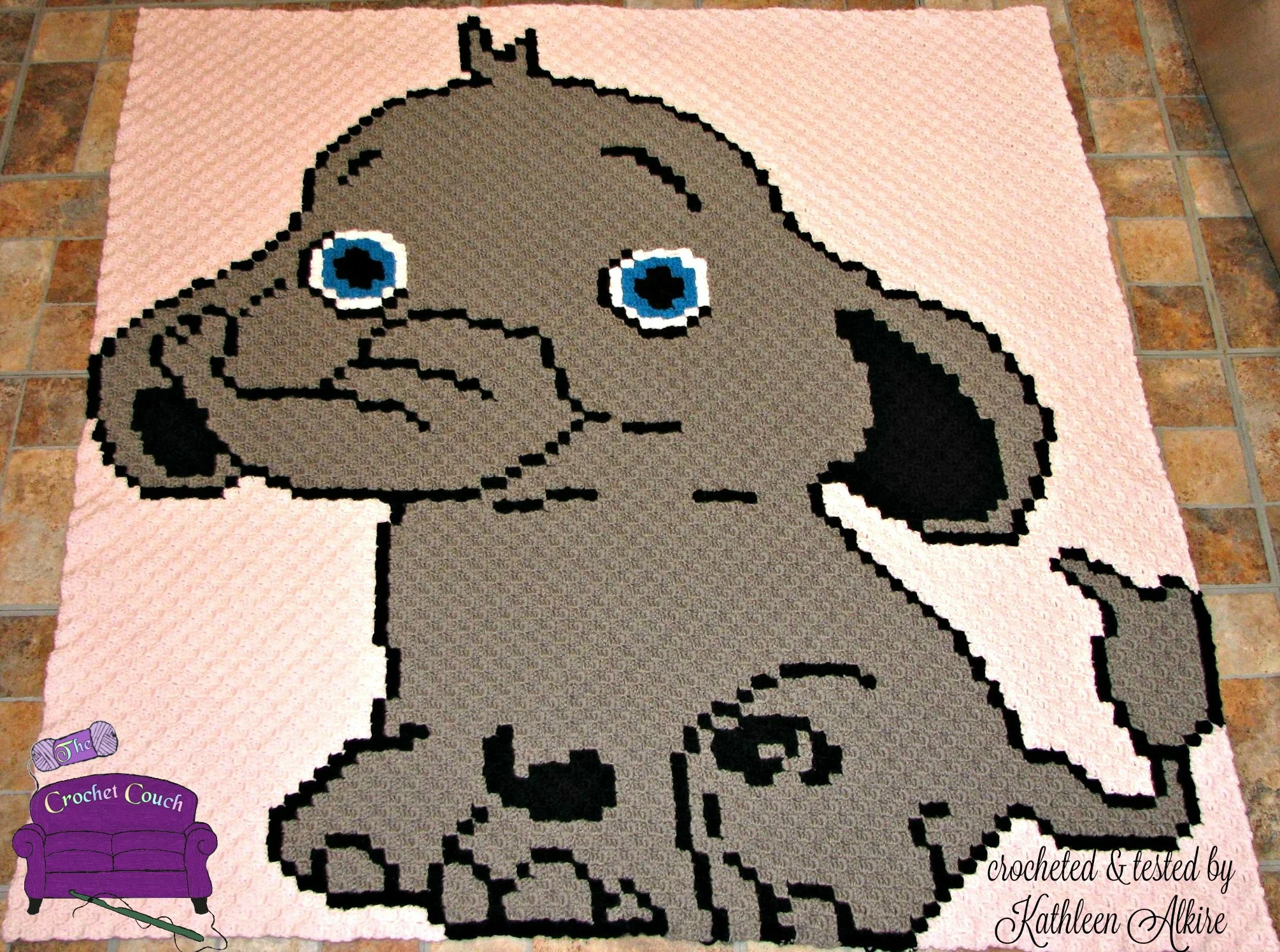 Elephant Kids Afghan, C2C Crochet Pattern