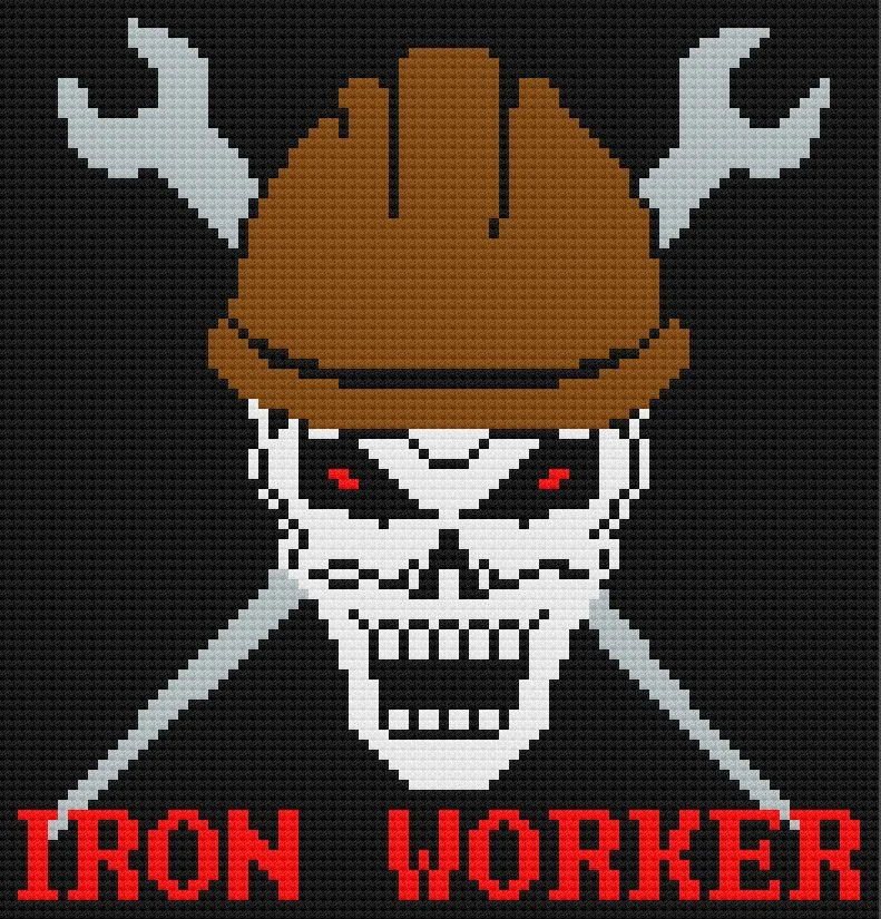 Iron Worker afghan in color, C2C Crochet Pattern