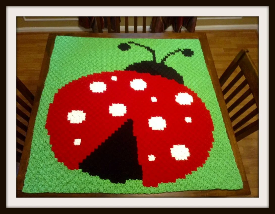 Ladybug Baby Afghan, C2C Crochet Pattern