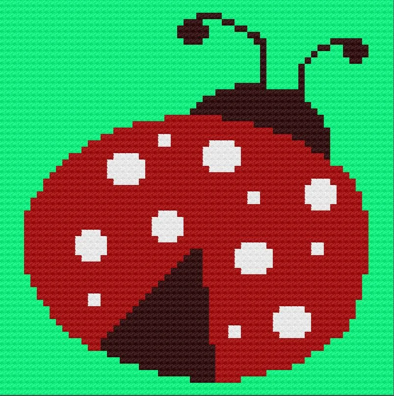 Ladybug Baby Afghan, C2C Crochet Pattern