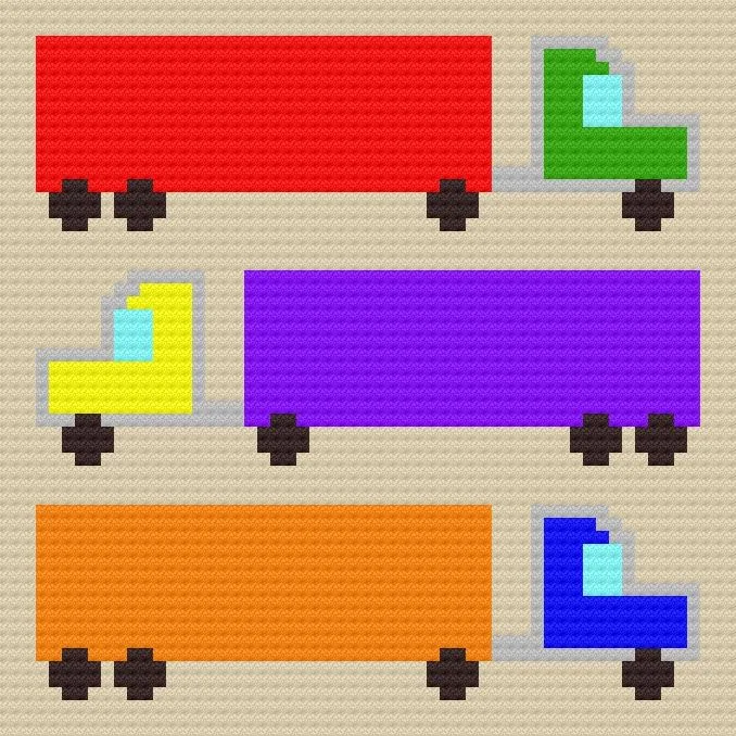 Semi Truck Kids Afghan, C2C Crochet Pattern