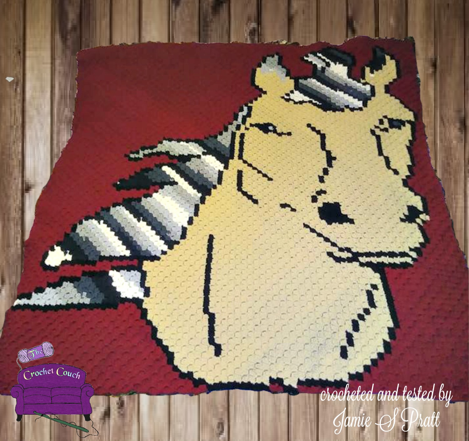Horse Afghan 4 color, C2C Crochet Pattern