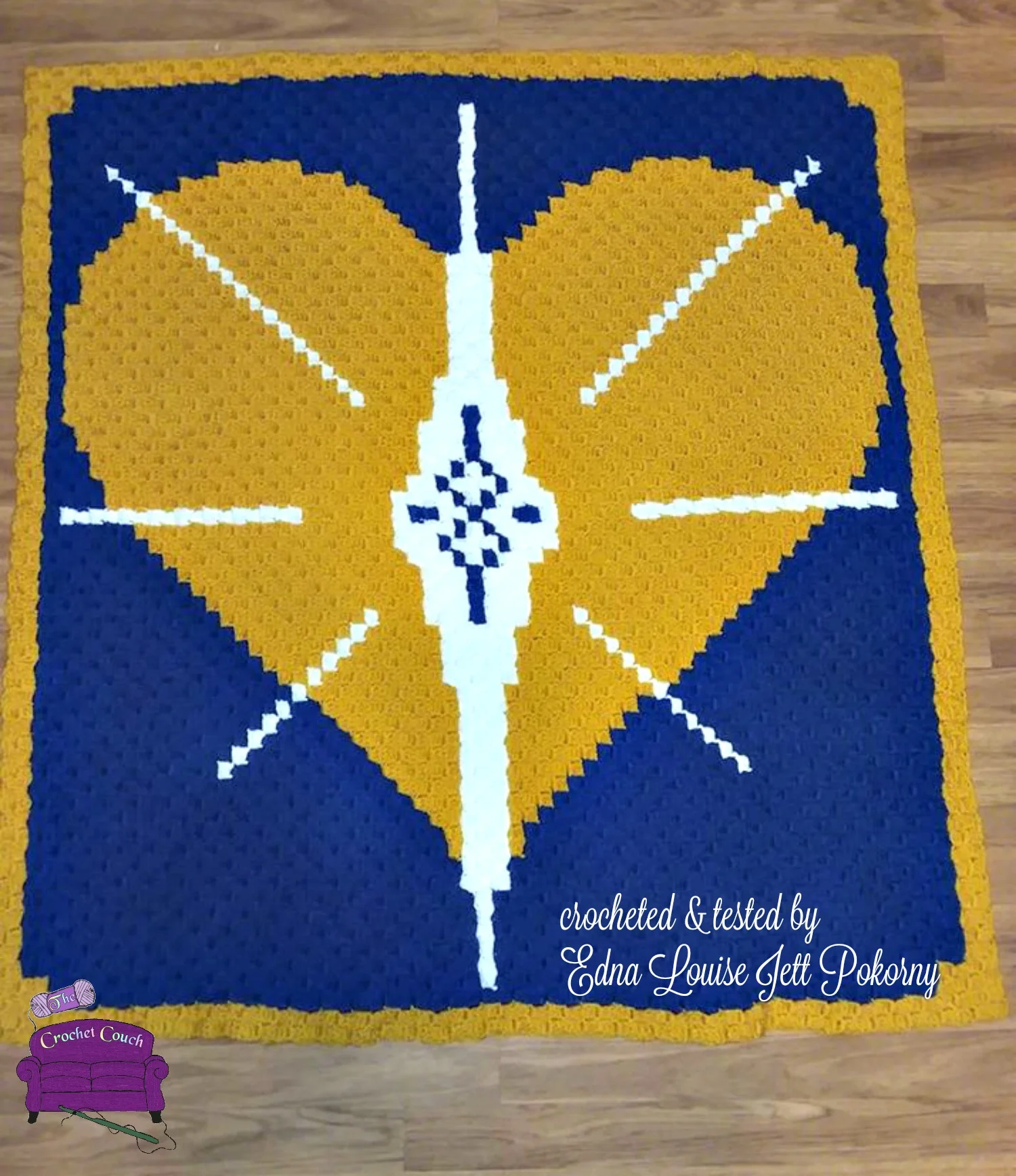 Bursting Golden Heart Afghan, C2C Crochet Pattern