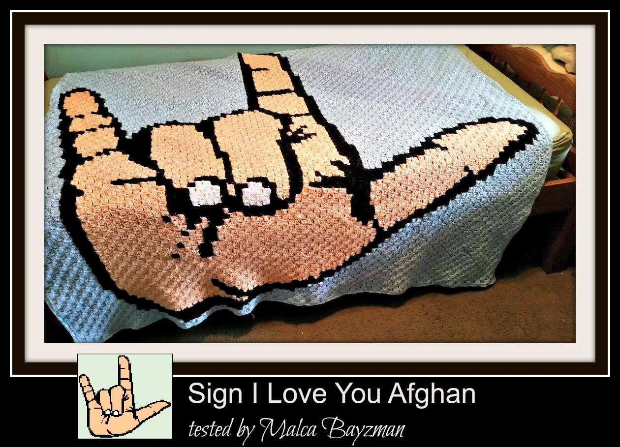 Sign Language, I Love You Afghan, C2C Crochet Pattern
