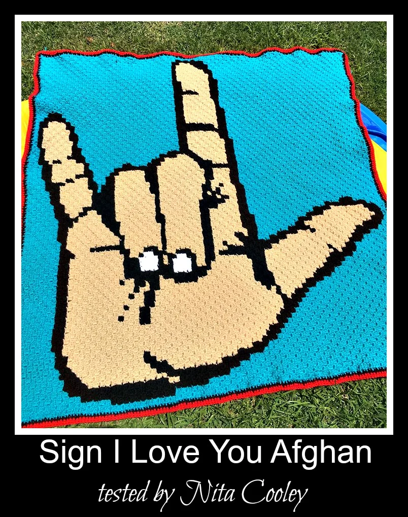 Sign Language, I Love You Afghan, C2C Crochet Pattern