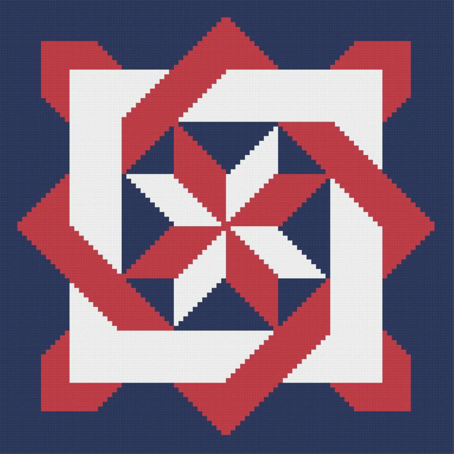 Blocked Star Quilt, SC and TSS Crochet Pattern