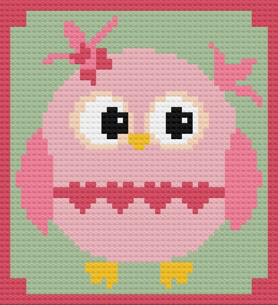 Owl Kids Afghan, C2C Crochet Pattern