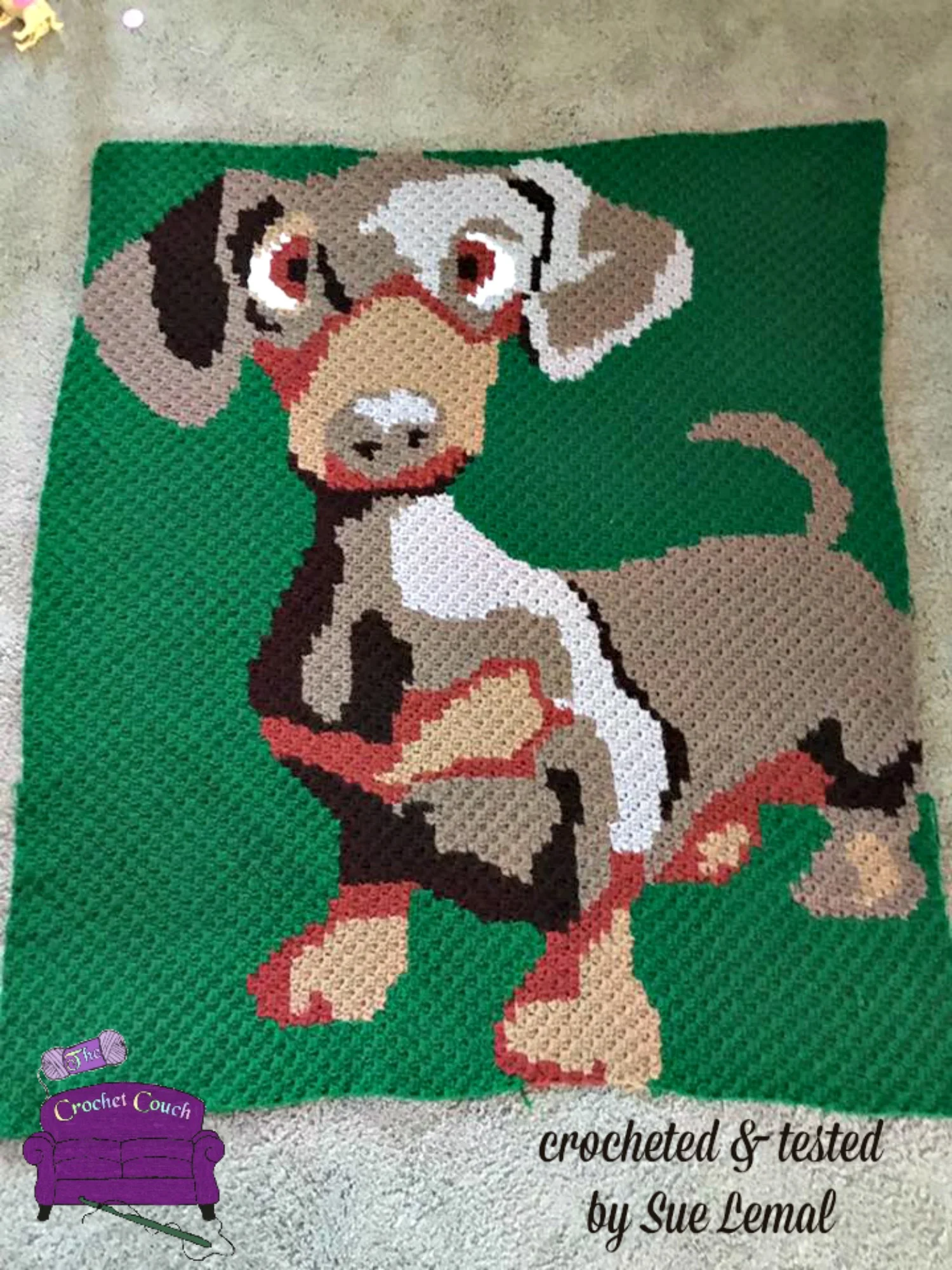 Dachshund Pup Afghan, C2C Crochet Pattern