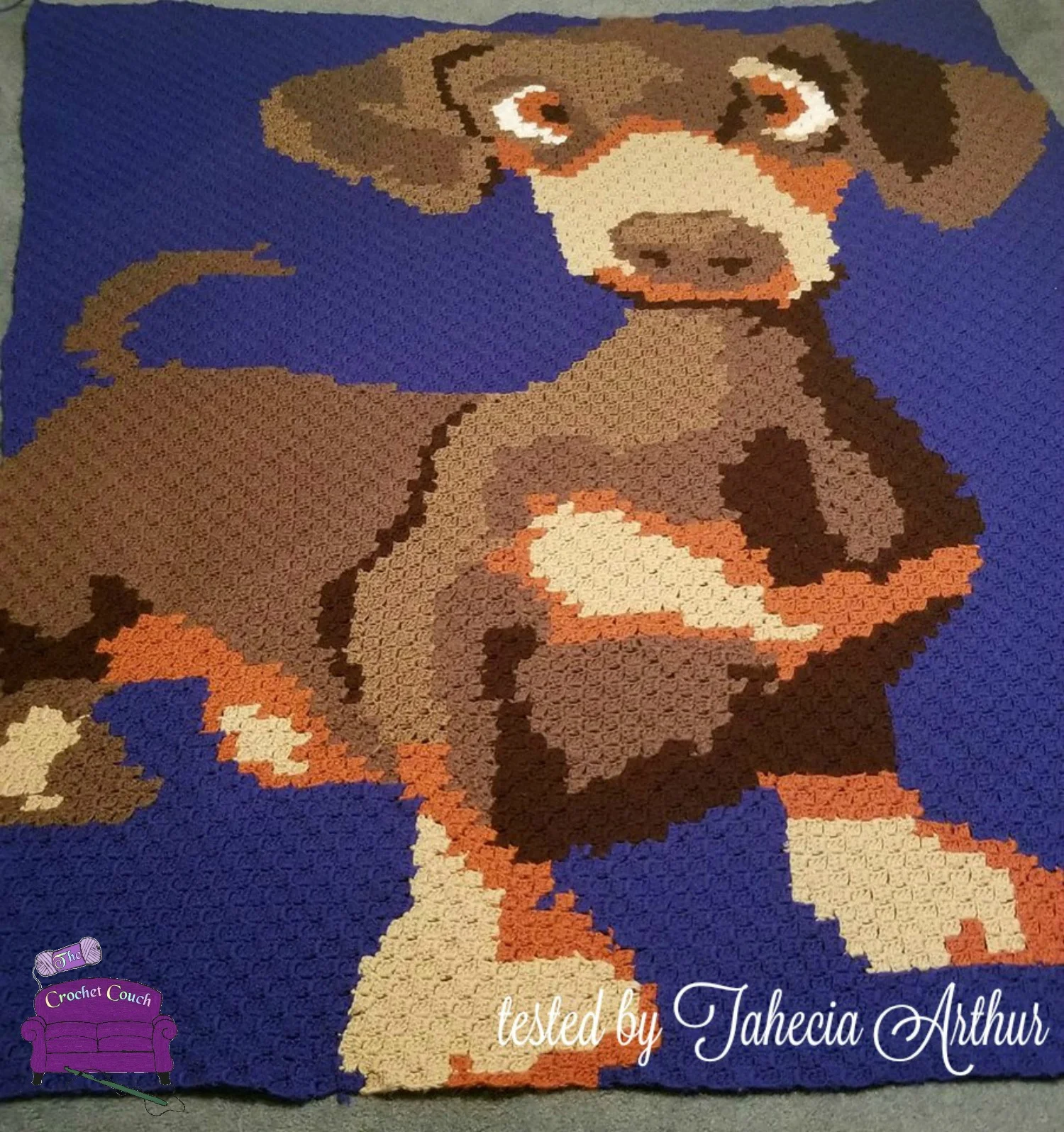 Dachshund Pup Afghan, C2C Crochet Pattern