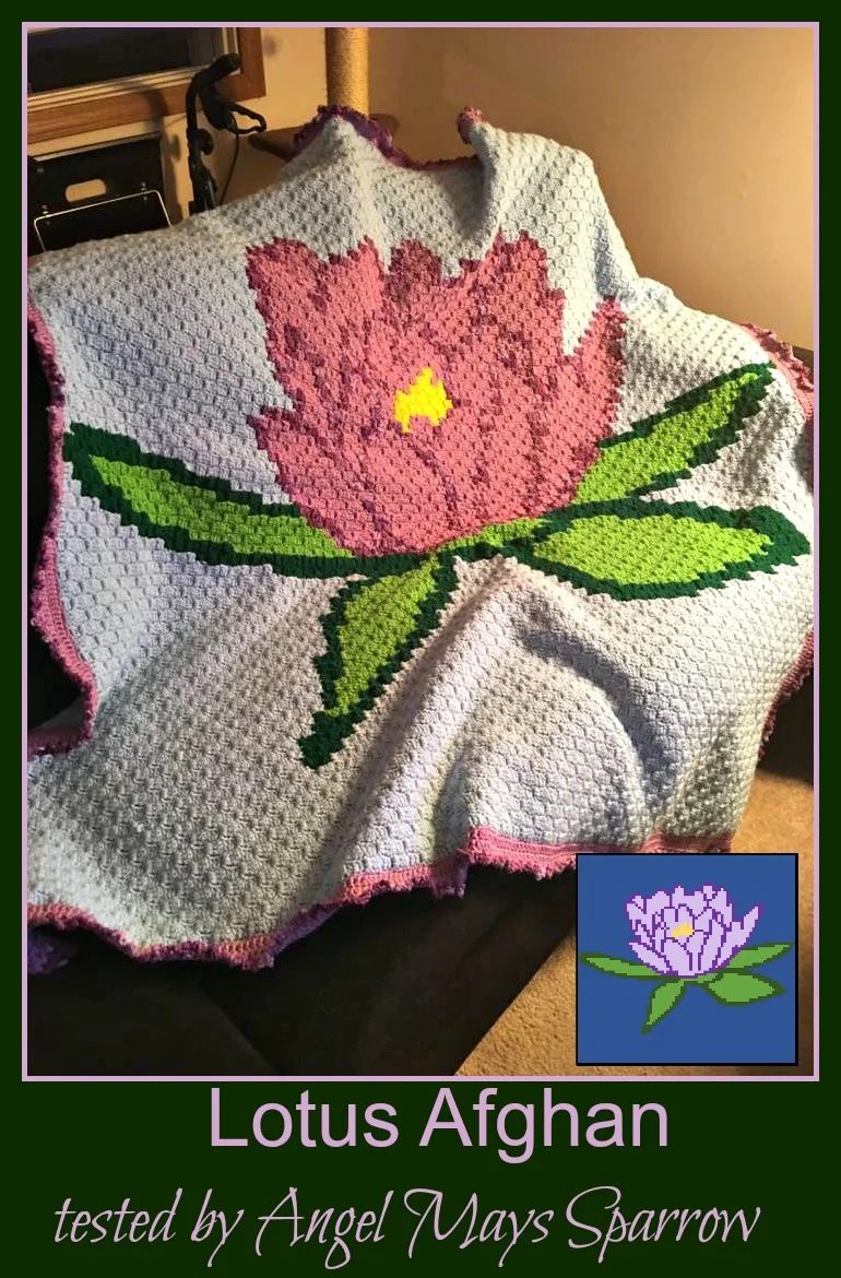 Lotus Afghan, C2C Crochet Pattern, Written Row by Row, Color Counts, Instant Download, C2C Graph, C2C Pattern