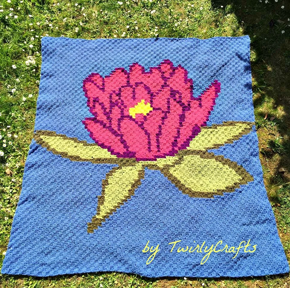 Lotus Afghan, C2C Crochet Pattern, Written Row by Row, Color Counts, Instant Download, C2C Graph, C2C Pattern