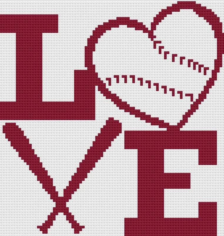 Love Baseball with Bats Afghan, C2C Crochet Pattern