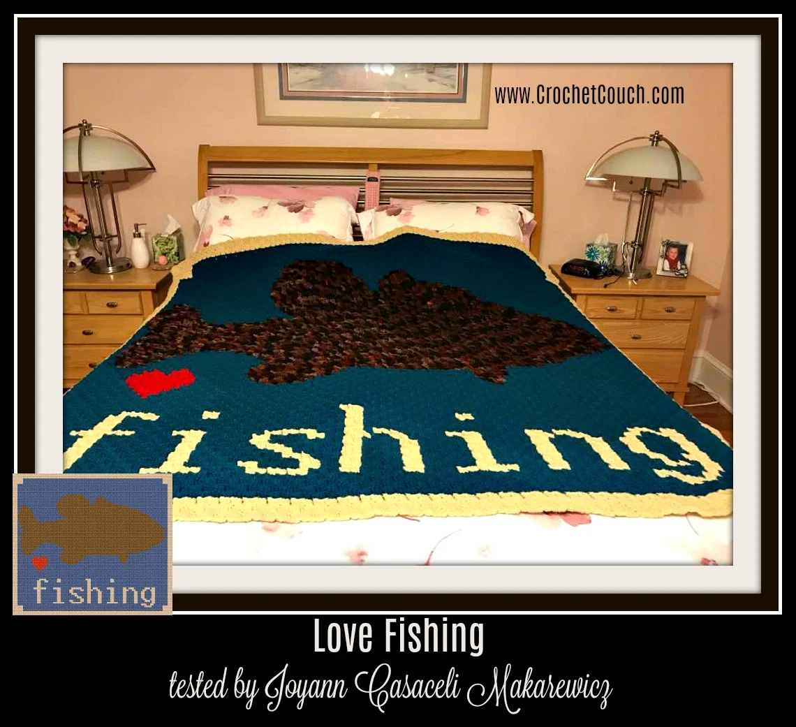 Love Fishing Afghan, C2C Crochet Pattern