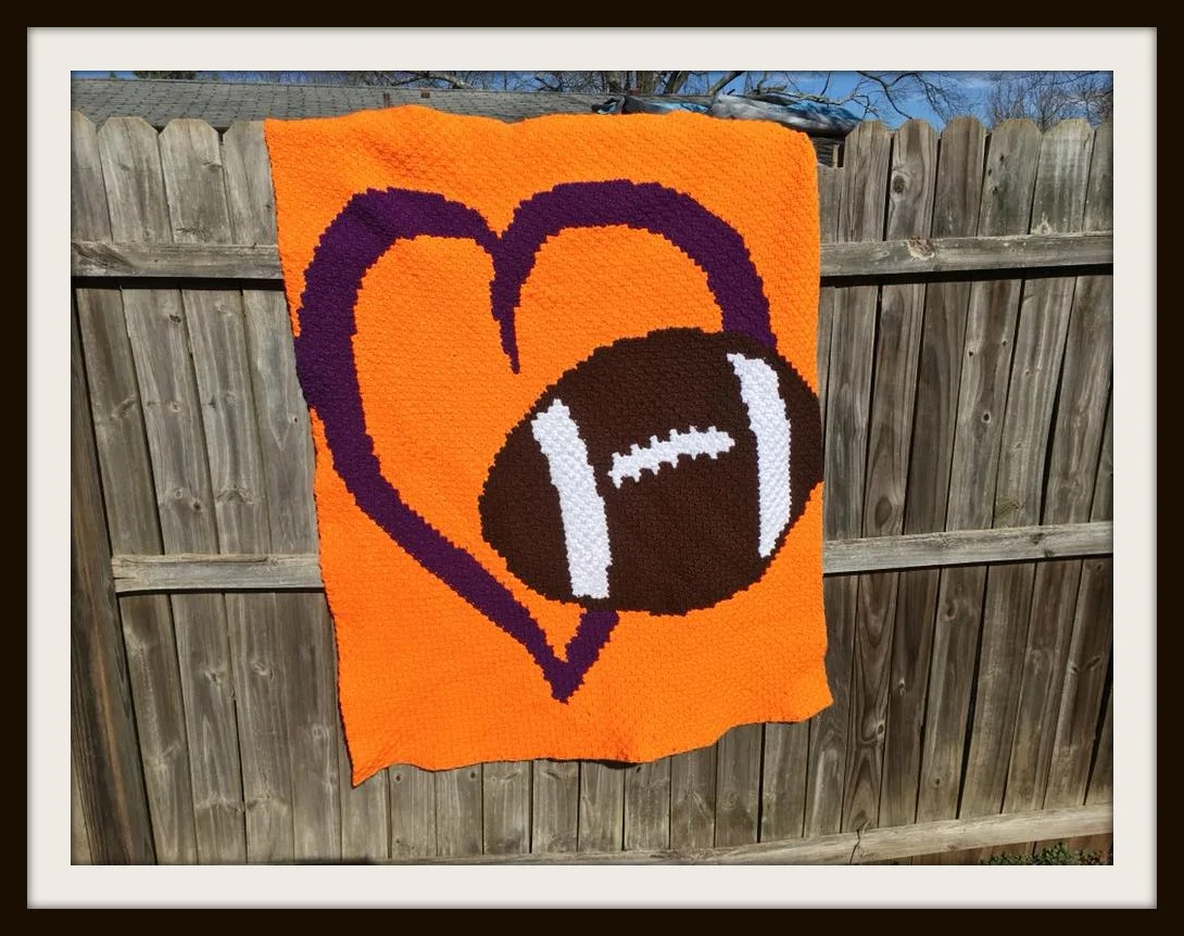 Love Football Afghan, 4 colors, C2C Crochet Pattern