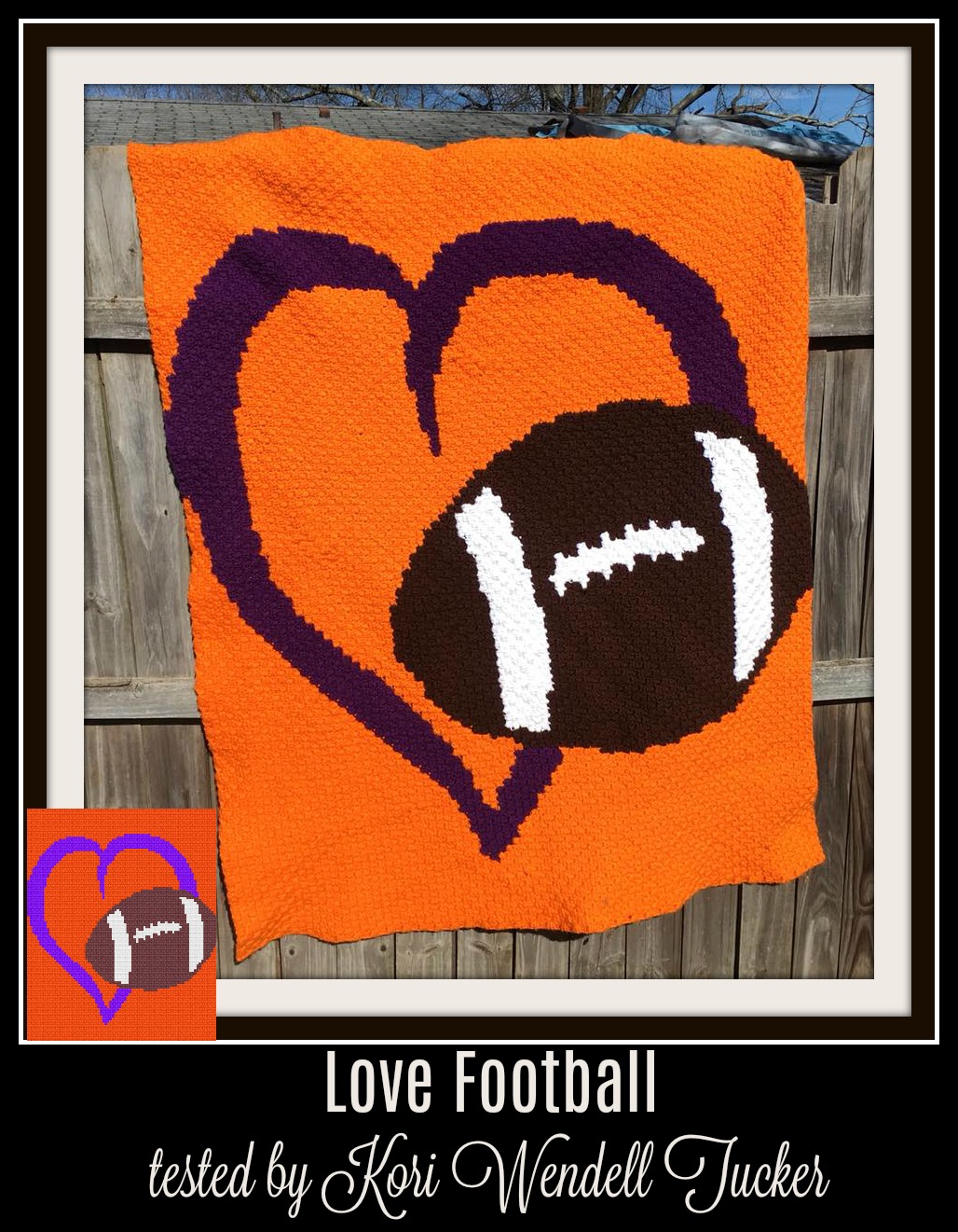 Love Football Afghan, 4 colors, C2C Crochet Pattern