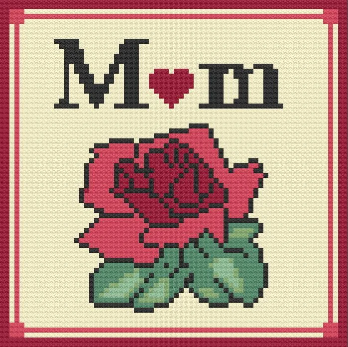 Love Mom #1, C2C Crochet Pattern