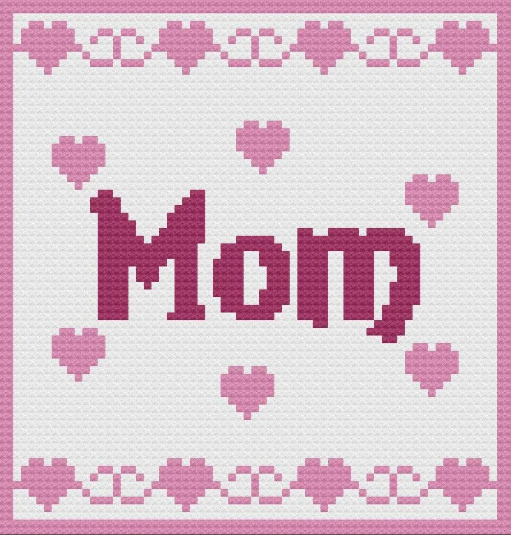 Love Mom #2, C2C Crochet Pattern