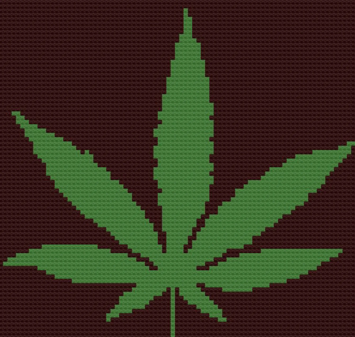 Marijuana Leaf Afghan, Black Background, C2C Crochet Pattern