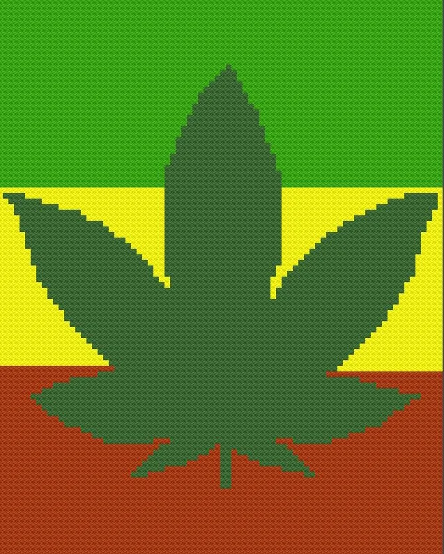 Marijuana Leaf Stripe Afghan, C2C Crochet Pattern