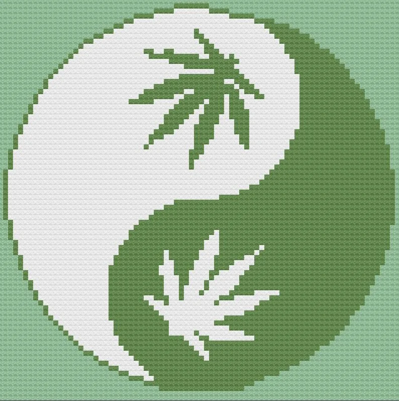 Marijuana Yin Yang Afghan, C2C Crochet Pattern