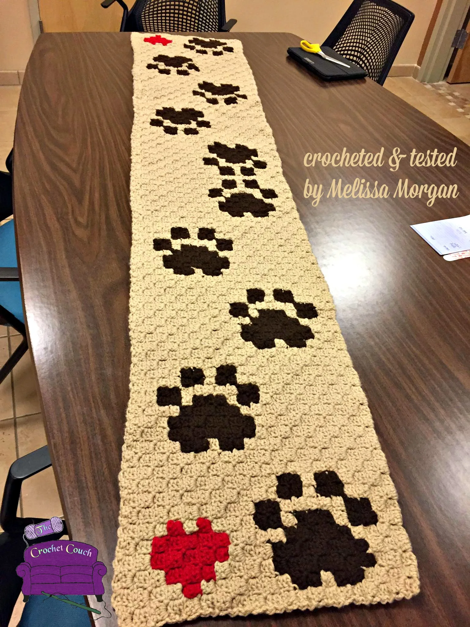 Paws Scarf, C2C Crochet Pattern