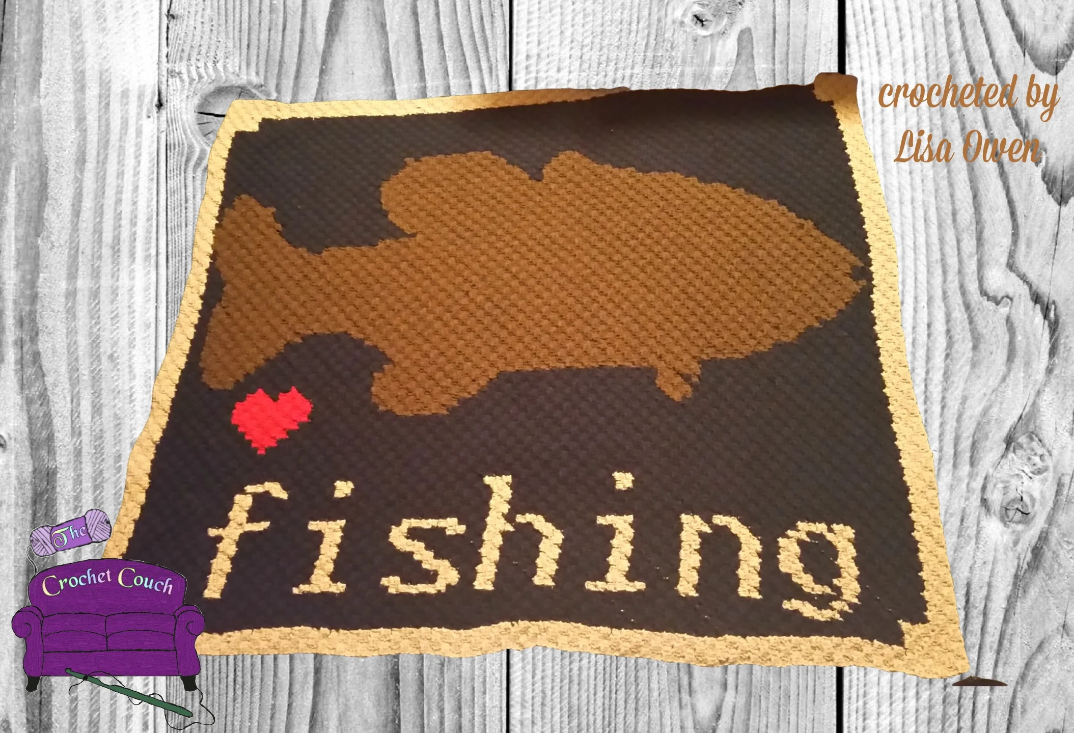 Love Fishing Afghan, C2C Crochet Pattern