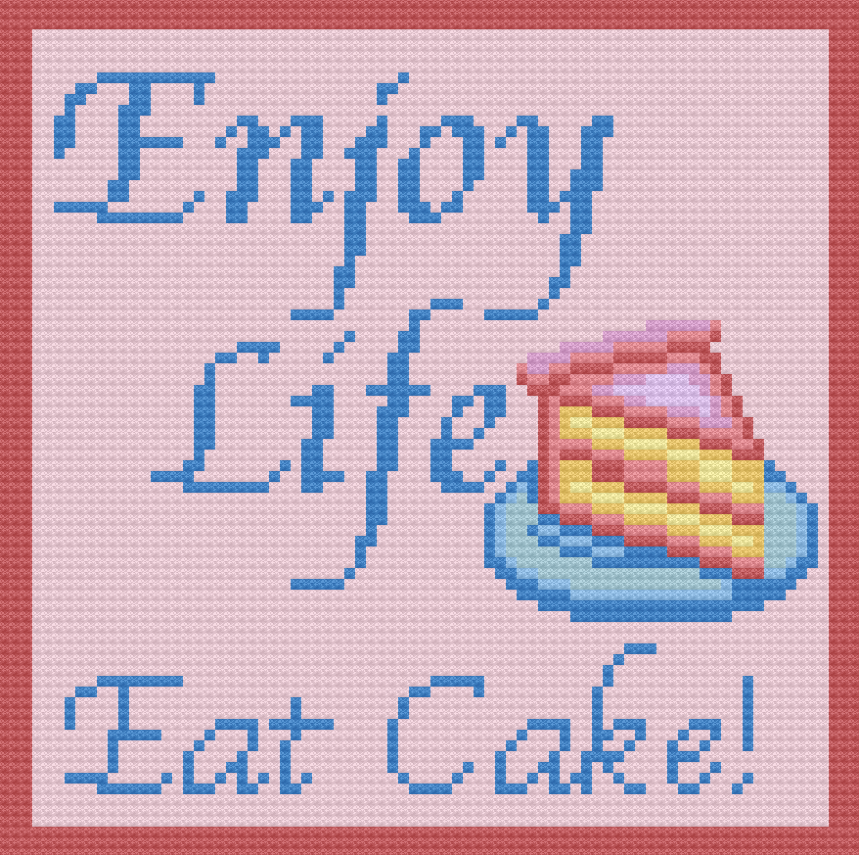 Enjoy Life, Eat Cake Afghan, C2C Crochet Pattern, Written Row by Row, Color Counts, Instant Download, C2C Graph, C2C Pattern
