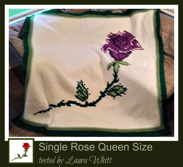 Single Rose Afghan, C2C Crochet Pattern, Written Row by Row, Color Counts, Instant Download, C2C Graph, C2C Pattern