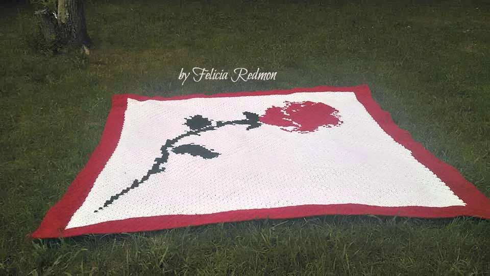 Single Rose Afghan, C2C Crochet Pattern, Written Row by Row, Color Counts, Instant Download, C2C Graph, C2C Pattern