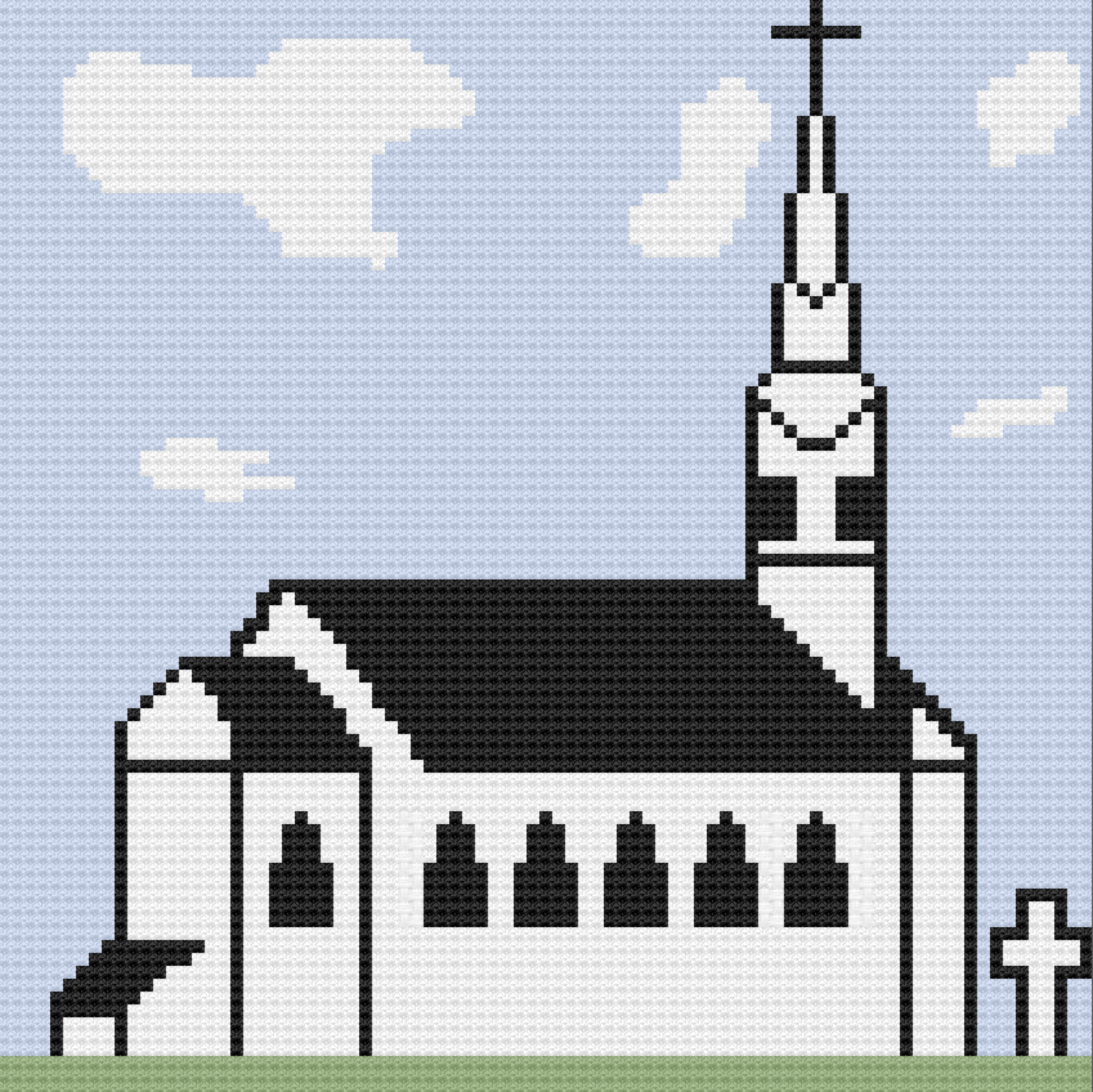 Old White Church Afghan, C2C Crochet Pattern, Written Row by Row, Color Counts, Instant Download, C2C Graph, C2C Pattern