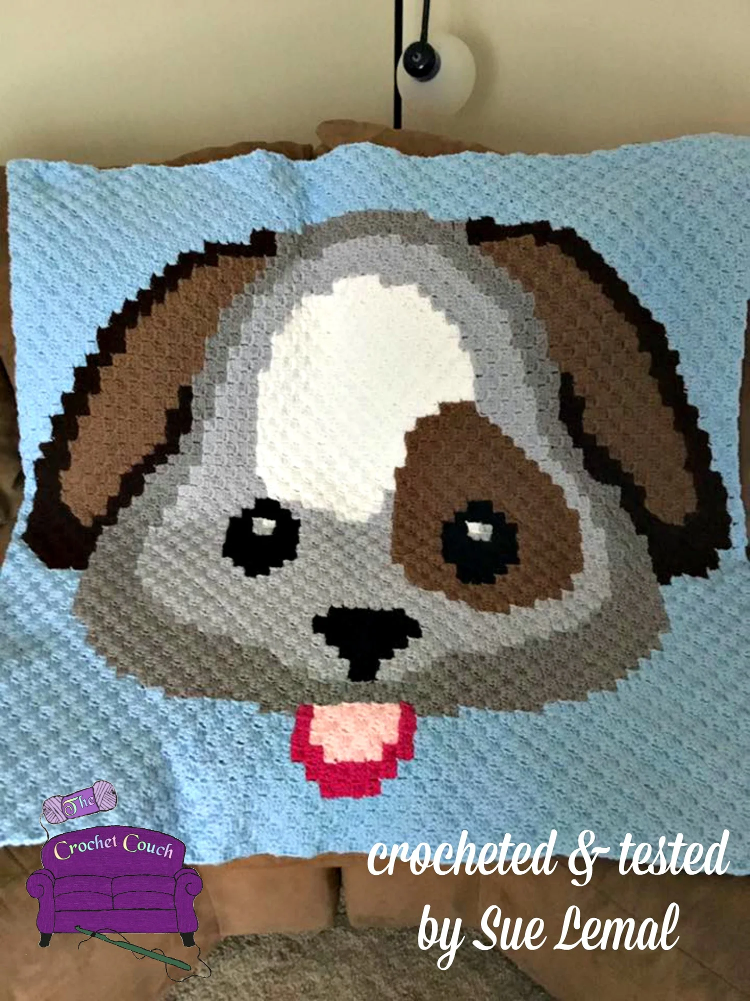 Puppy Face Baby Afghan, C2C Crochet Pattern