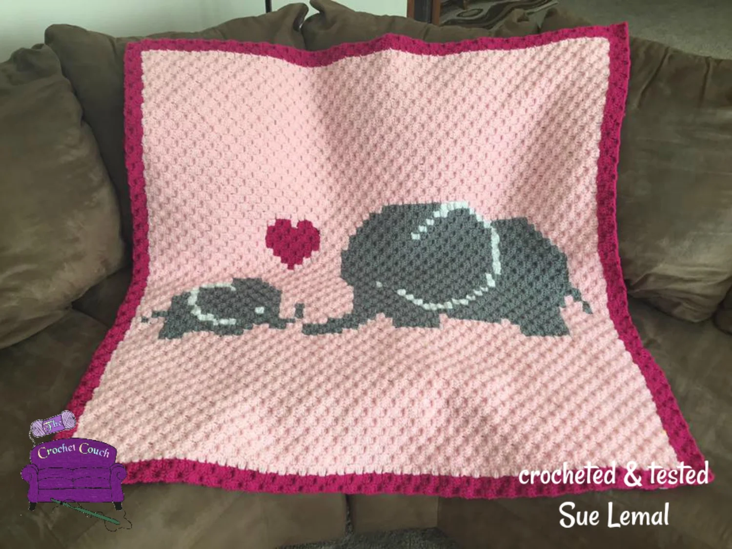 Elephant Mommy and Baby Afghan, C2C Crochet Pattern