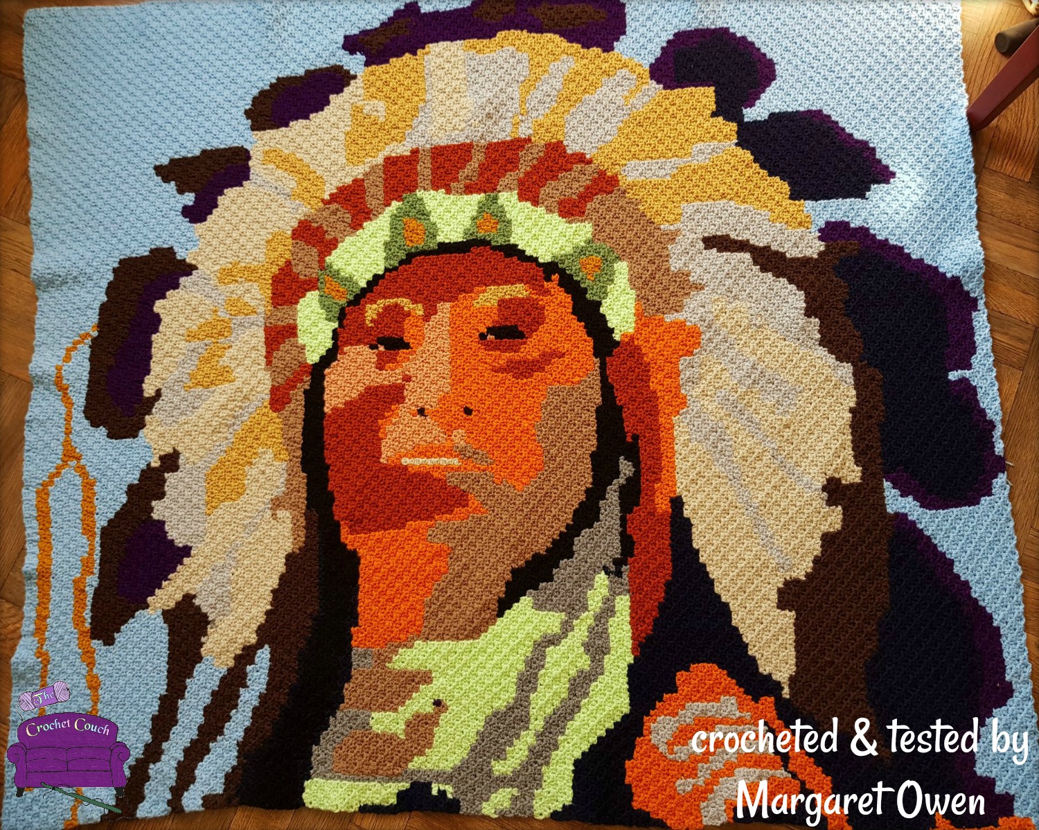 Indian Chief Afghan, Mini C2C Crochet Pattern