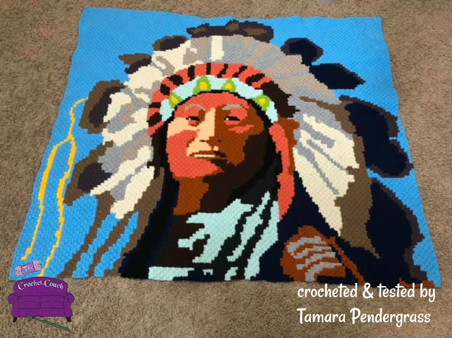 Indian Chief Afghan, Mini C2C Crochet Pattern