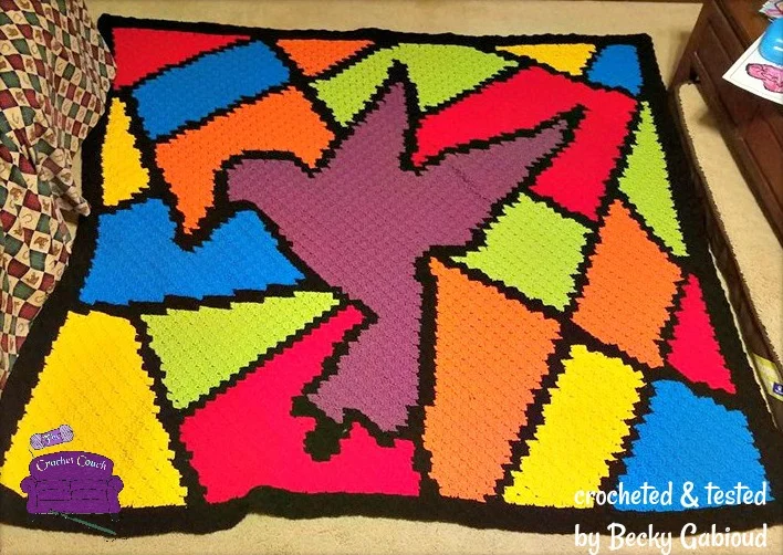 Hummingbird Stained Glass Afghan, C2C Crochet Pattern
