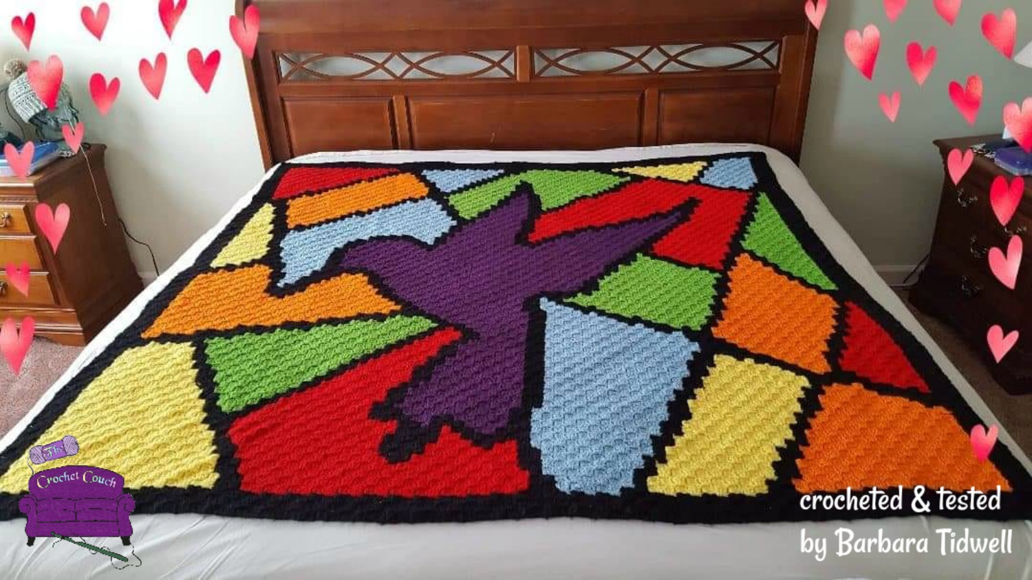 Hummingbird Stained Glass Afghan, C2C Crochet Pattern