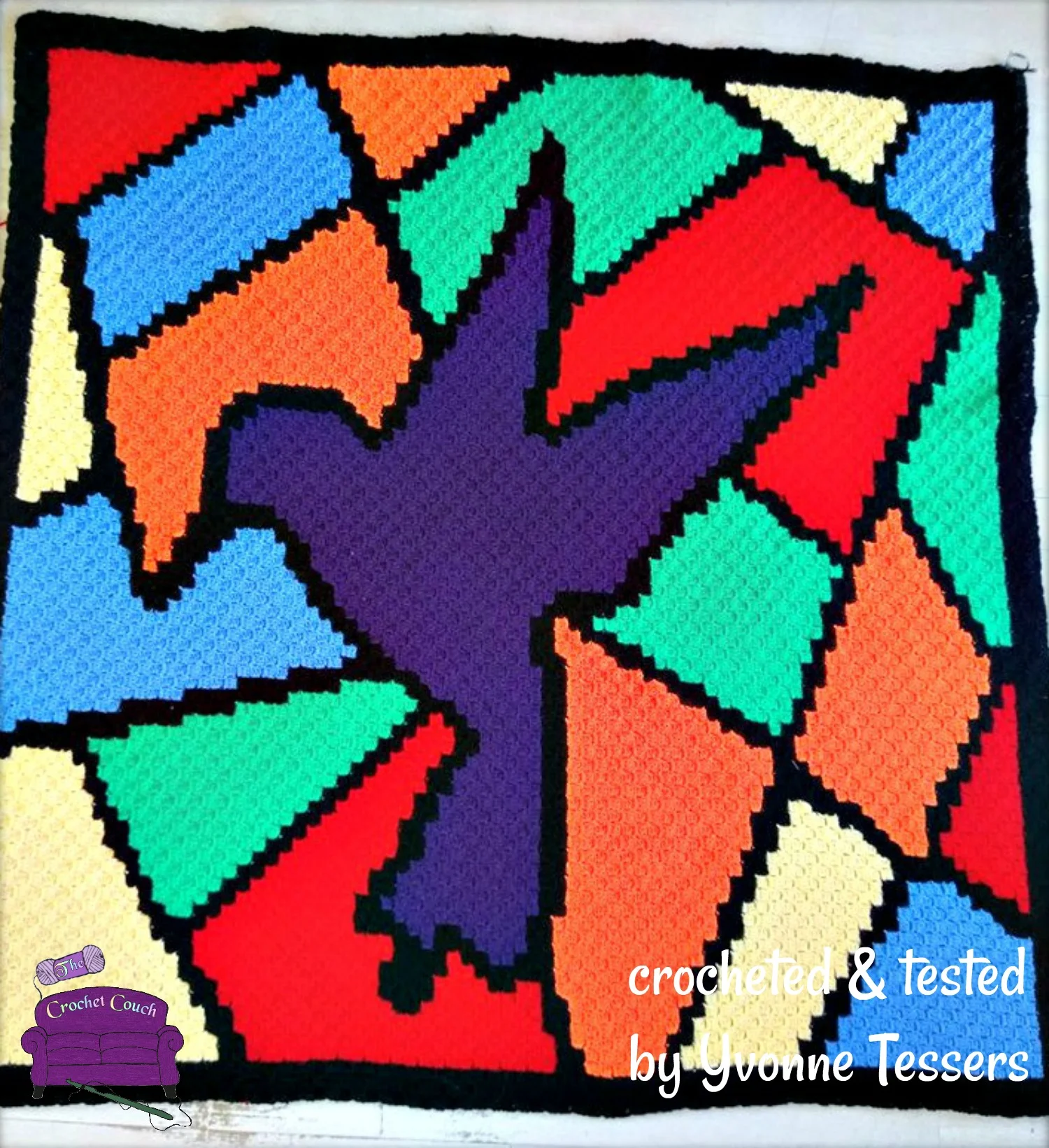 Hummingbird Stained Glass Afghan, C2C Crochet Pattern