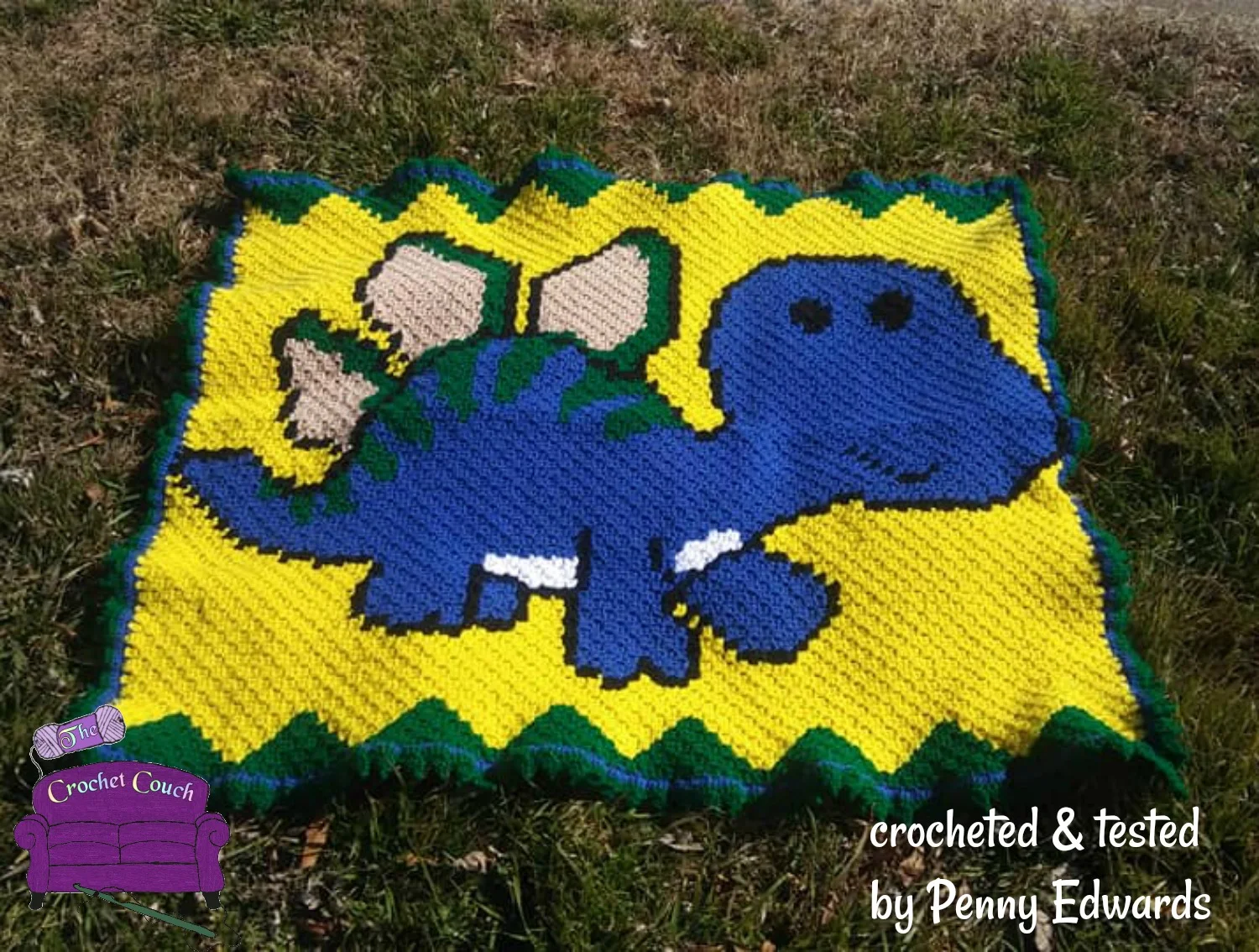 Baby Dinosaur Kids Afghan, C2C Crochet Pattern