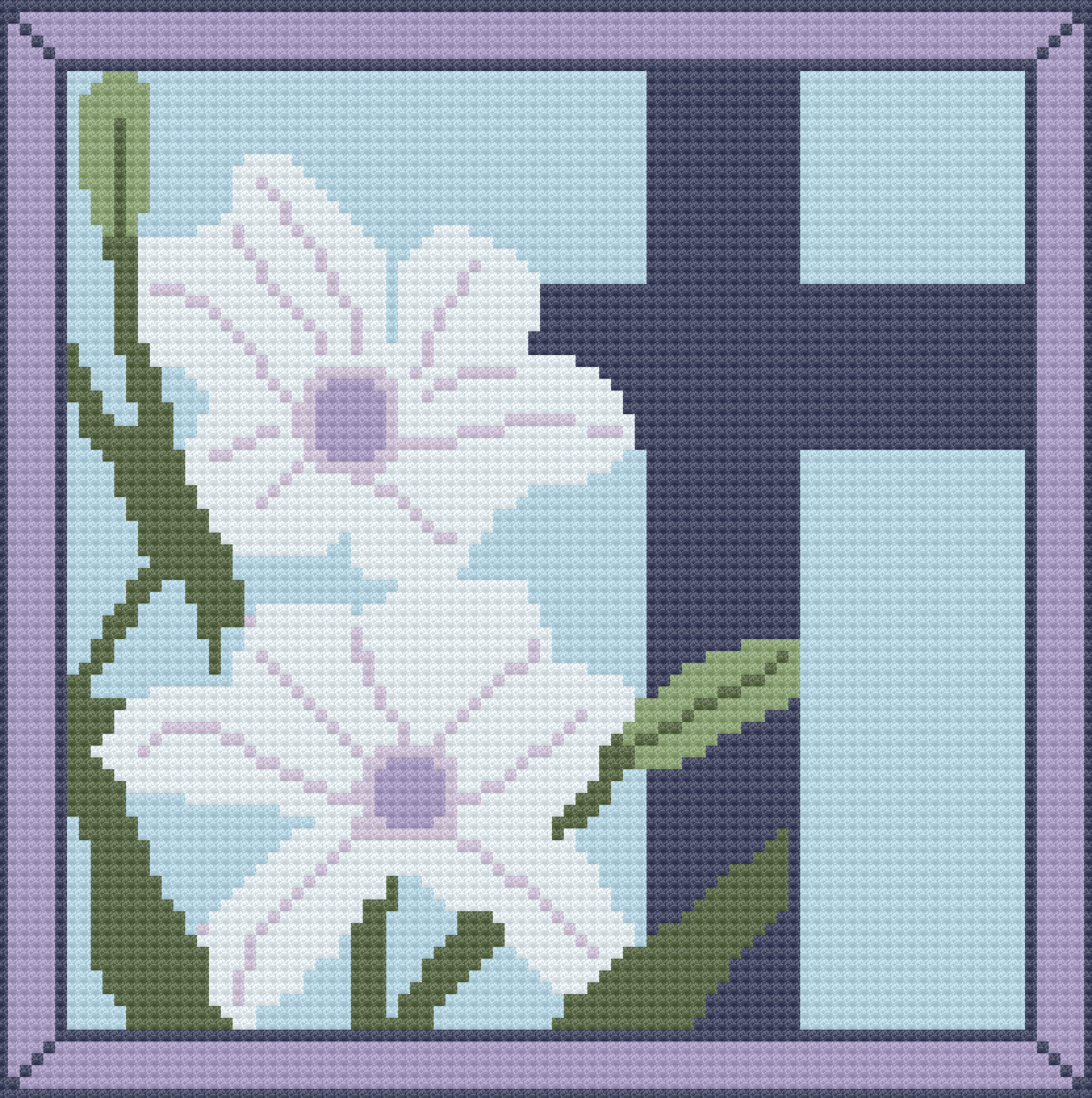 Easter Lily, and Cross Afghan, C2C Crochet Pattern, Written Row by Row, Color Counts, Instant Download, C2C Graph, C2C Pattern, Corner to Corner, Graphgan, Crochet Pattern